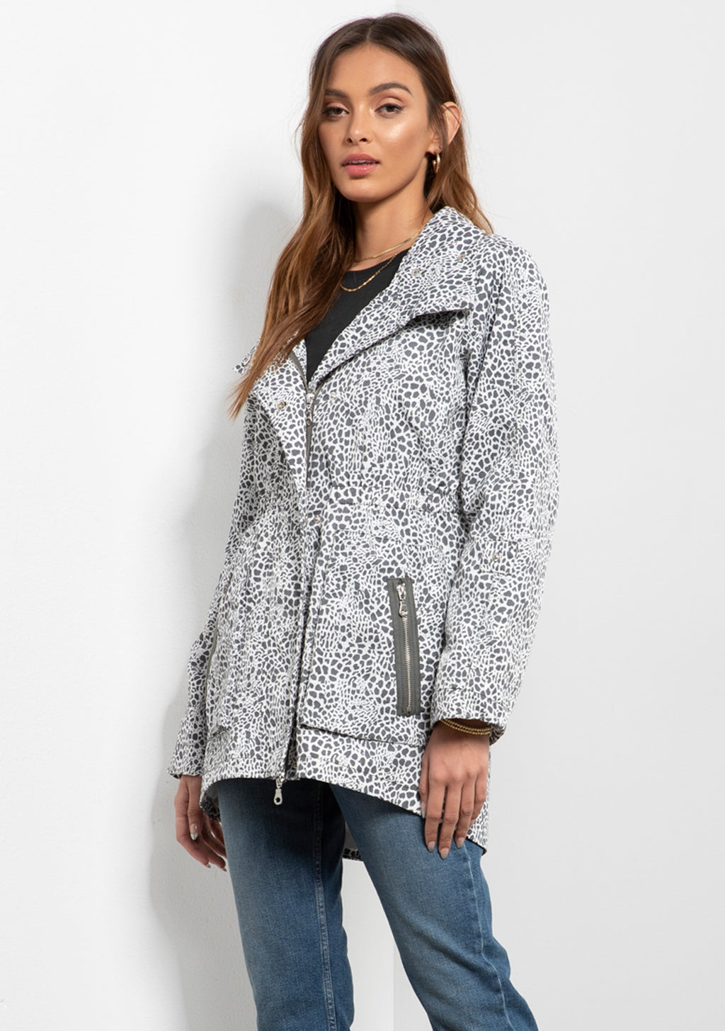 Grey animal print outlet jacket